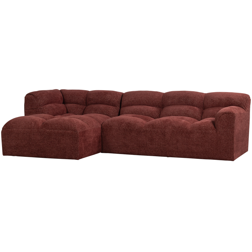 TIBAS CHAISE LONGUE LINKS GEWEVEN STOF WIJNROOD