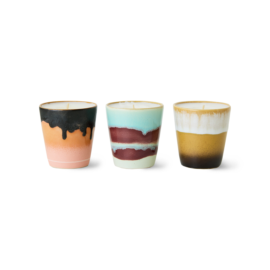 70s ceramics: Christmas special, frost & firewood (set of 3)