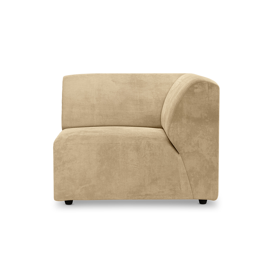Jax couch: element right corner, royal velvet, cream
