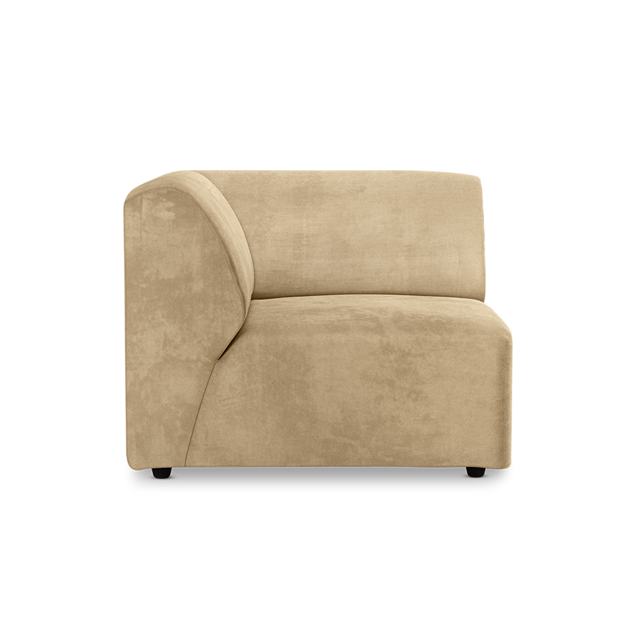 Jax couch: element left end, royal velvet, cream