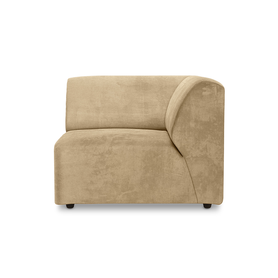Jax couch: element right end, royal velvet, cream