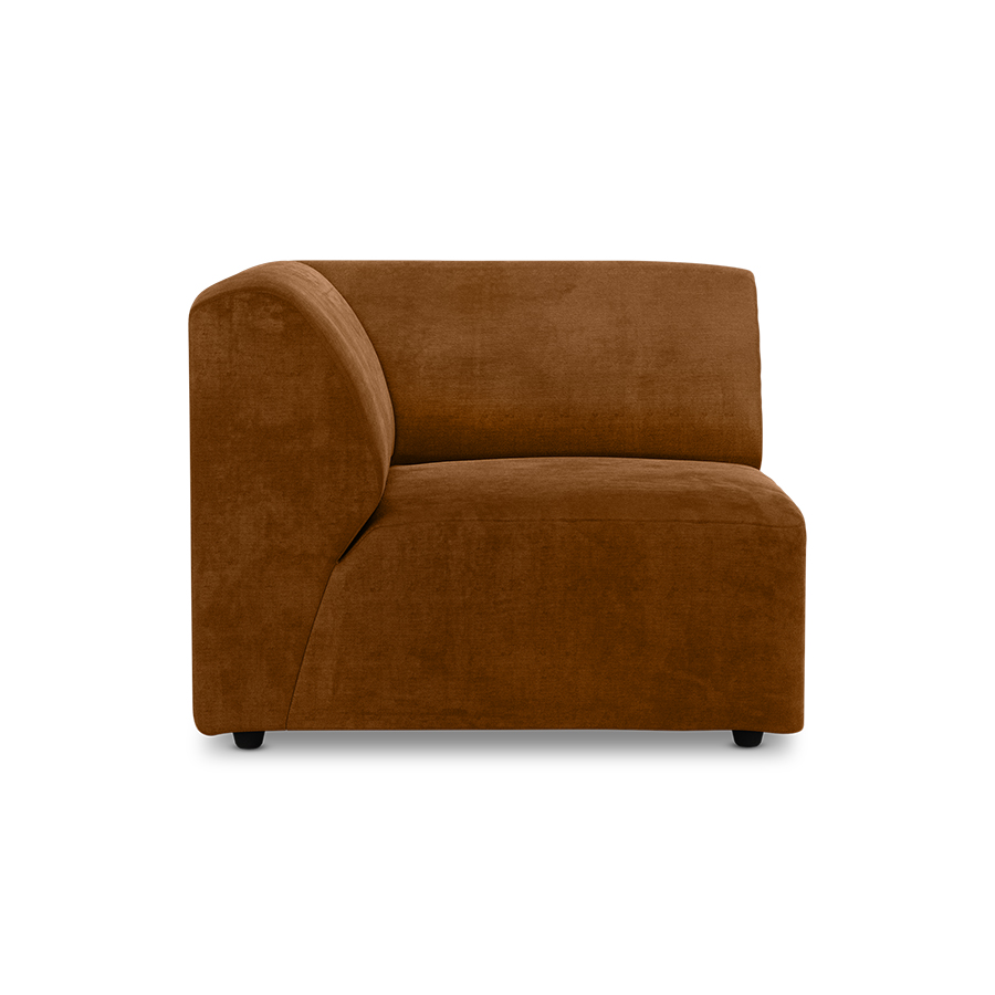 Jax couch: element left corner, royal velvet, caramel