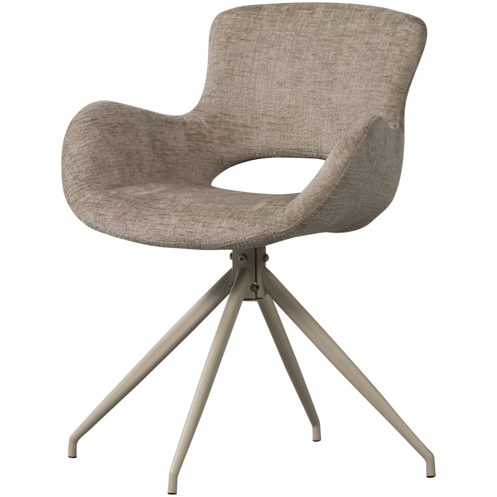 ELIVA EETKAMERSTOEL STRUCTURE VELVET ZAND - SET VAN 2