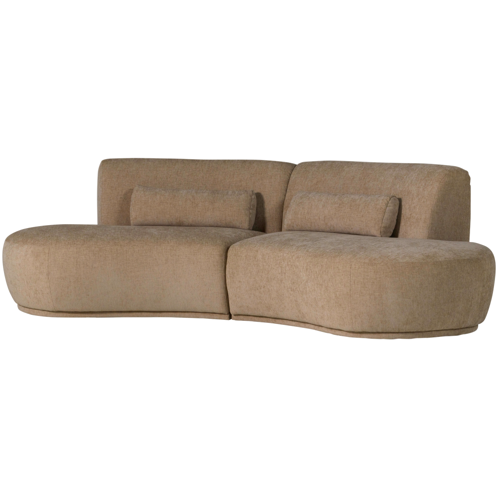 BATAVIER HALF RONDE BANK 4-ZITS VELVET MELANGE LICHTBRUIN
