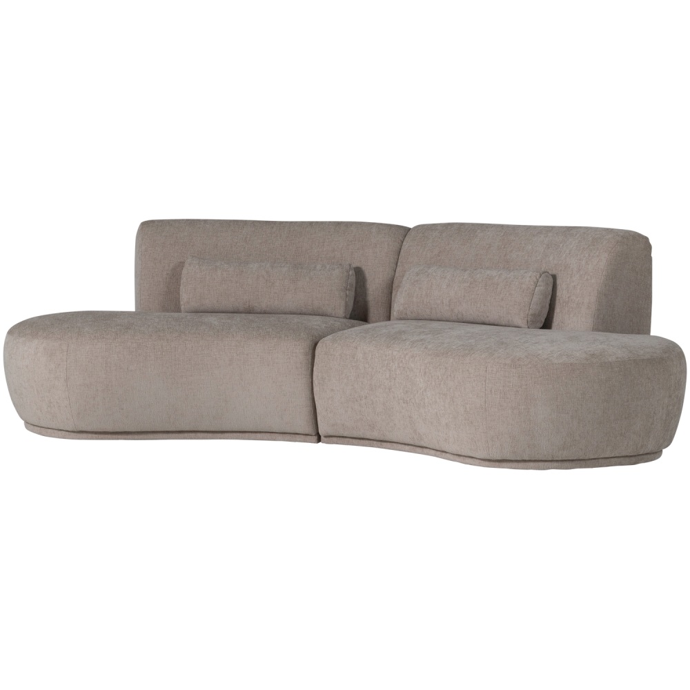 BATAVIER HALF RONDE BANK 4-ZITS VELVET MELANGE ZAND