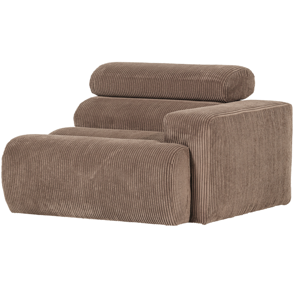 NOVI 1-ZITS ELEMENT ARM RECHTS RIBSTOF TAUPE