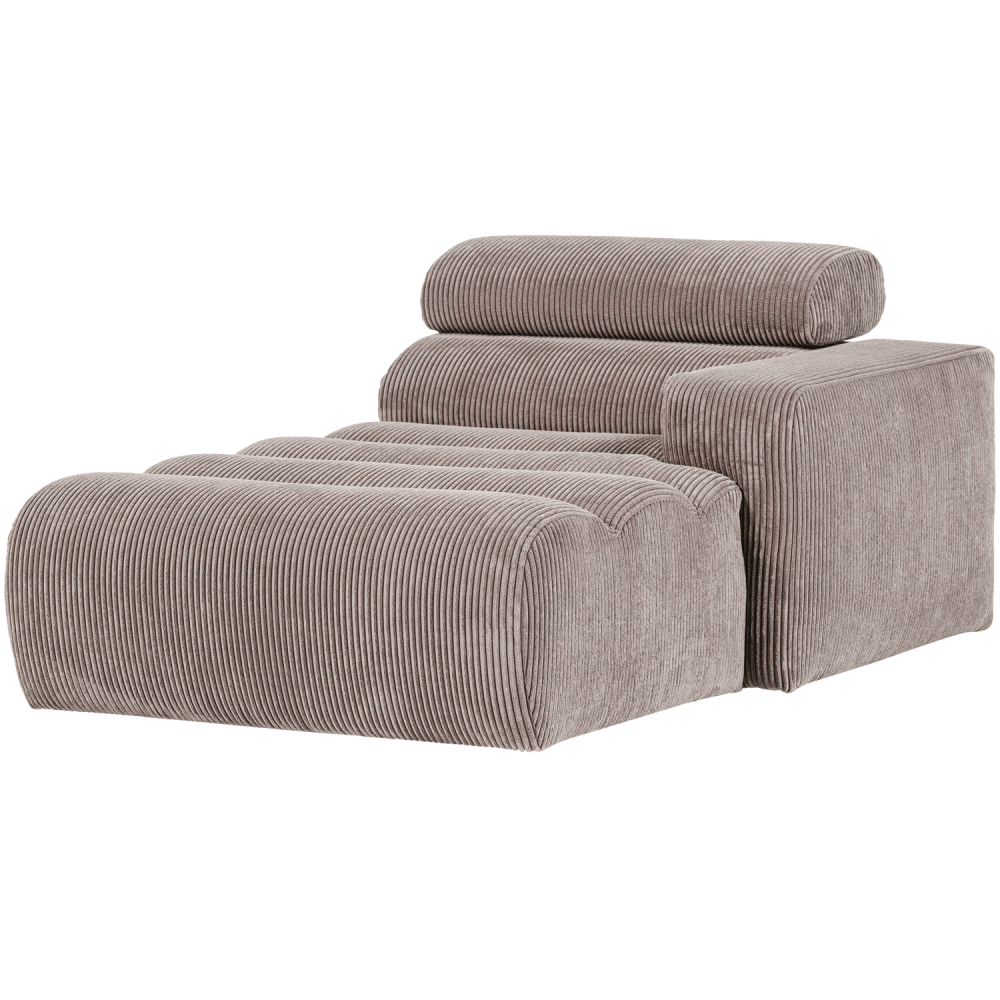 NOVI CHAISE LONGUE ELEMENT ARM RECHTS RIBSTOF ZAND