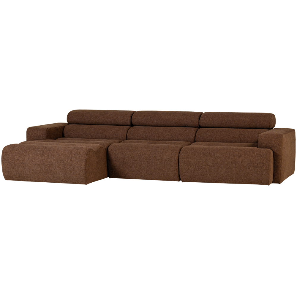 NOVI CHAISE LONGUE BANK LINKS BOUCLE MOKKABRUIN