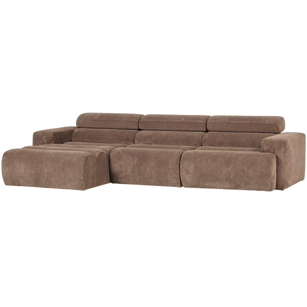 NOVI CHAISE LONGUE BANK LINKS RIBSTOF TAUPE