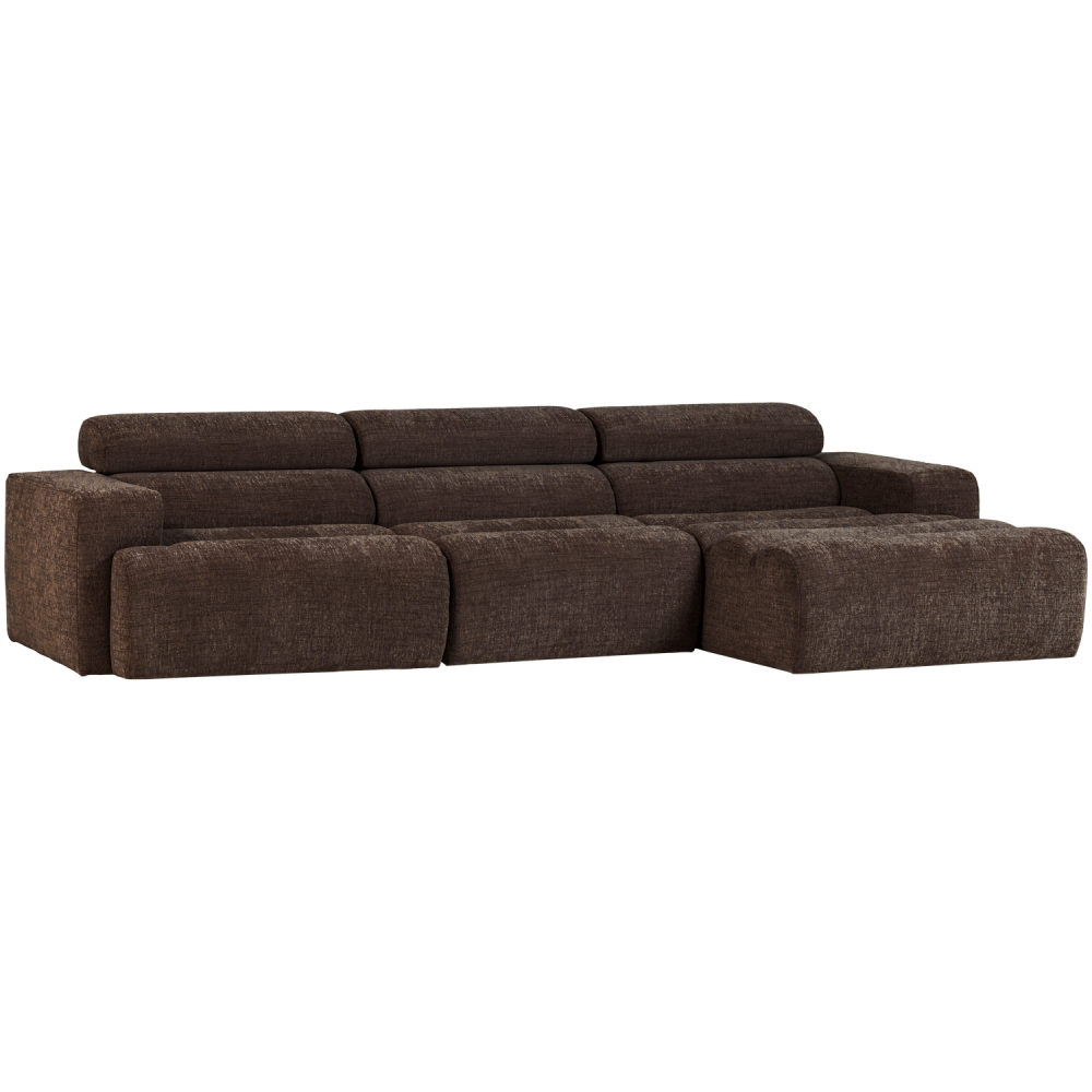 NOVI CHAISE LONGUE BANK RECHTS DONKERBRUIN MELANGE