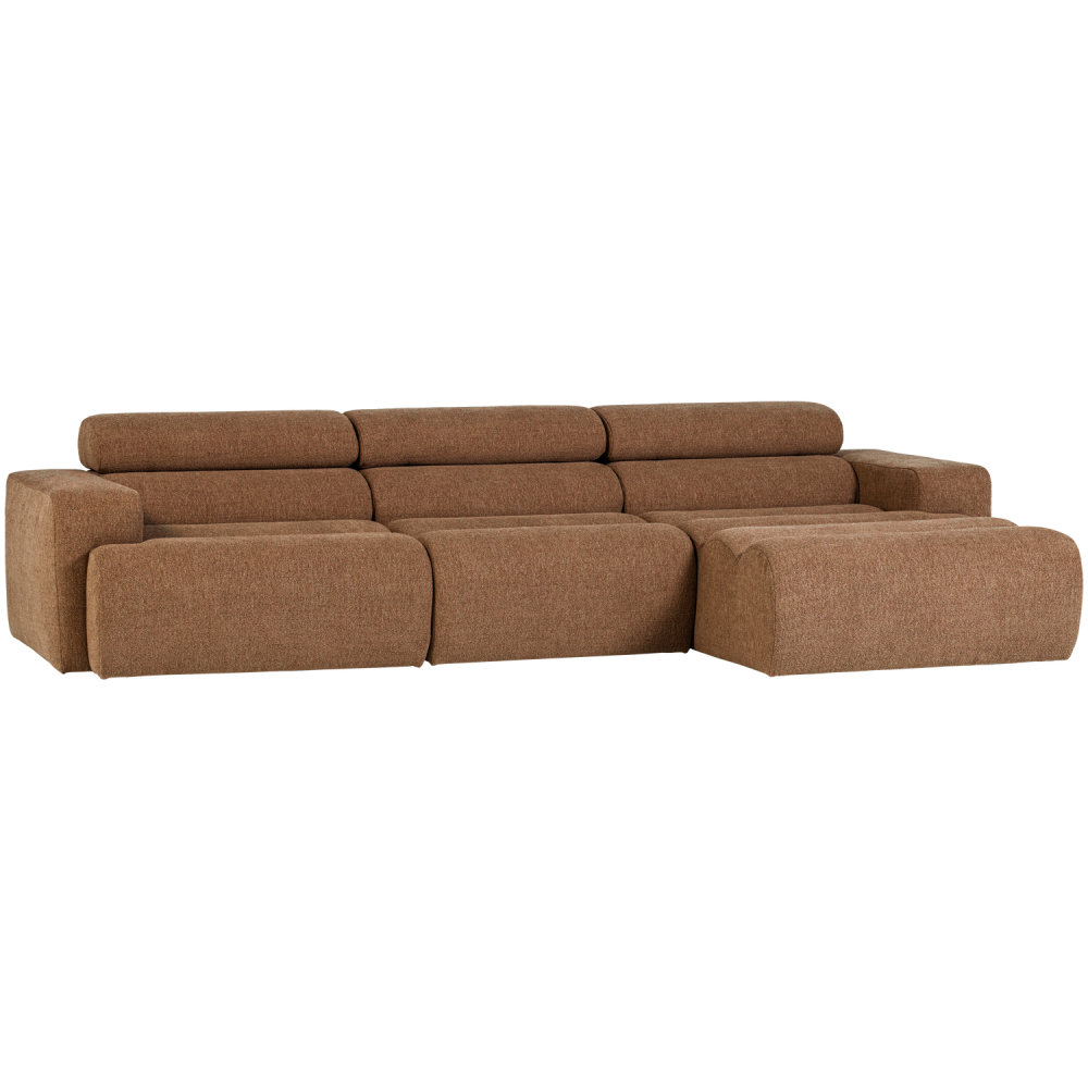 NOVI CHAISE LONGUE BANK RECHTS BOUCLE KARAMELBRUIN