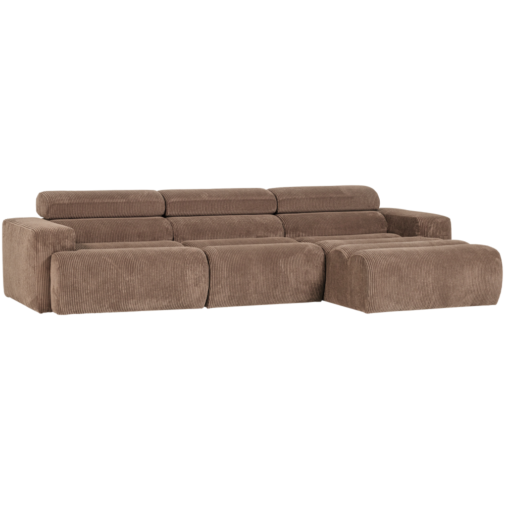 NOVI CHAISE LONGUE BANK RECHTS RIBSTOF TAUPE