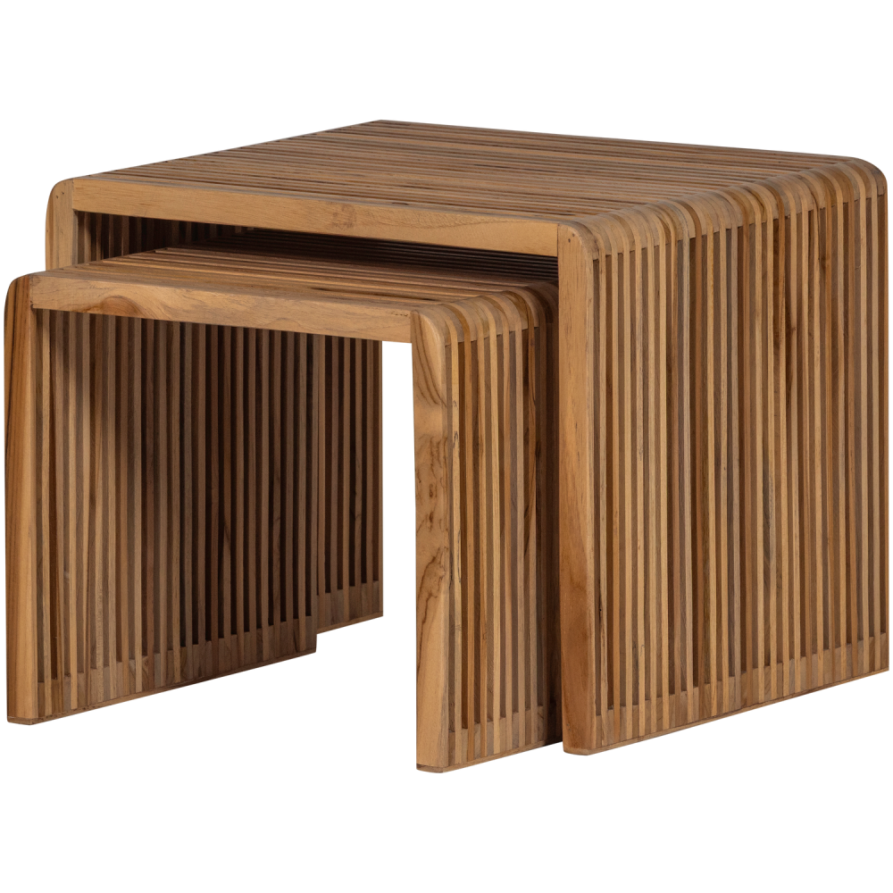 JASMIJN BIJZETTAFEL RECYCLED TEAK NATUREL - SET VAN 2