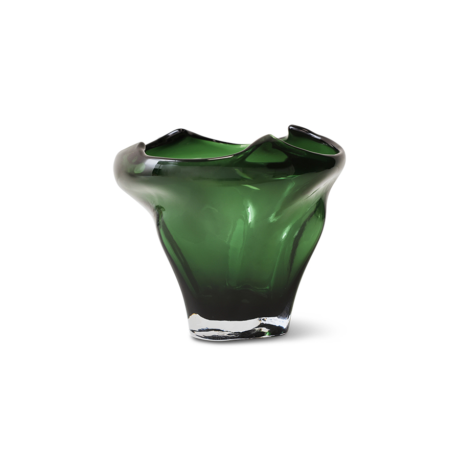 Folded mid vase, emerald