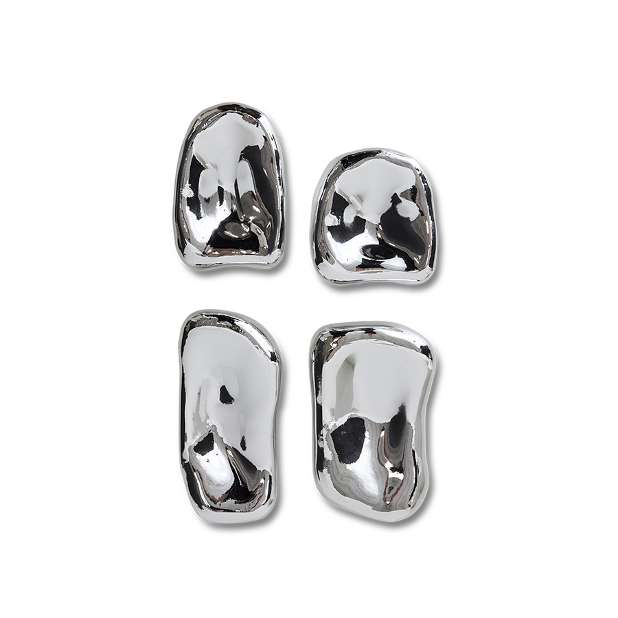 Glass sculpture chrome (set of 4)