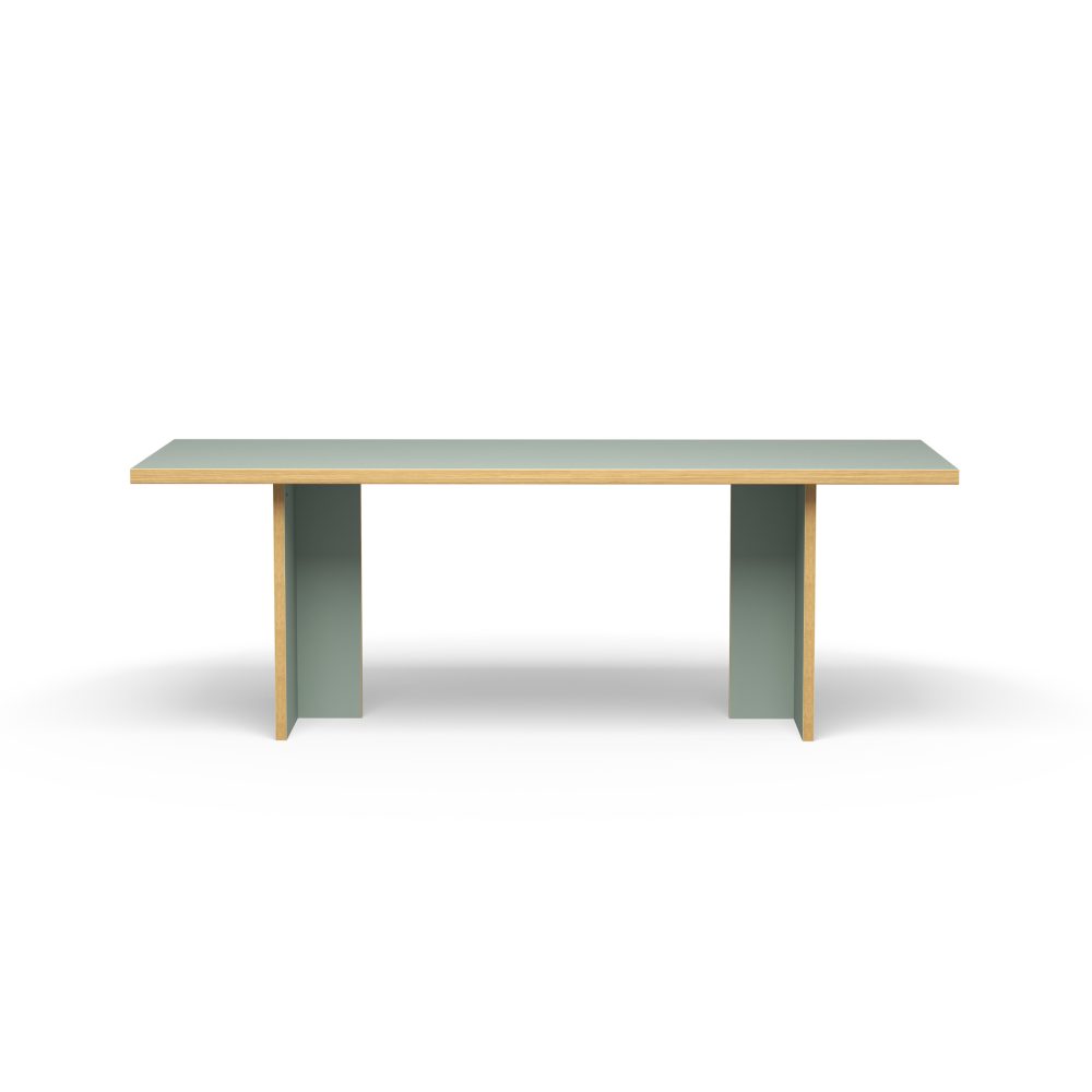Dining table, pale green, rectangular 220cm