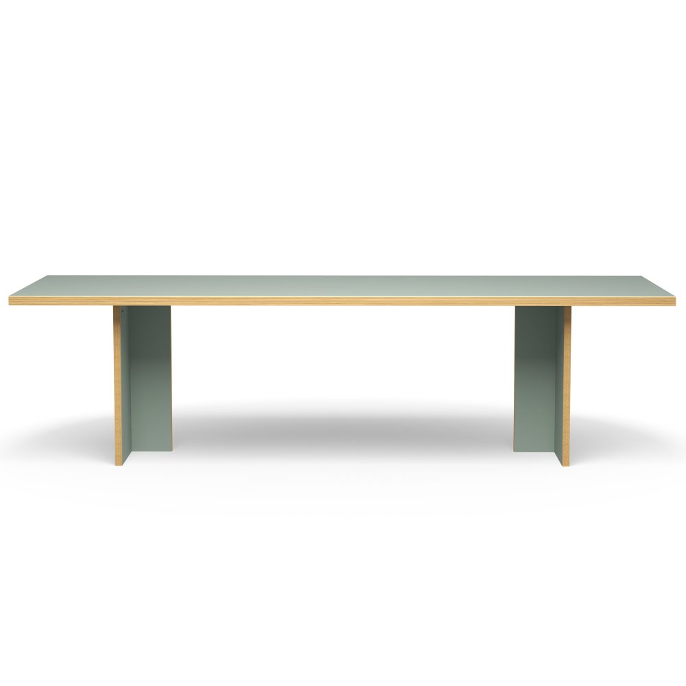 Dining table, pale green, rectangular 280cm