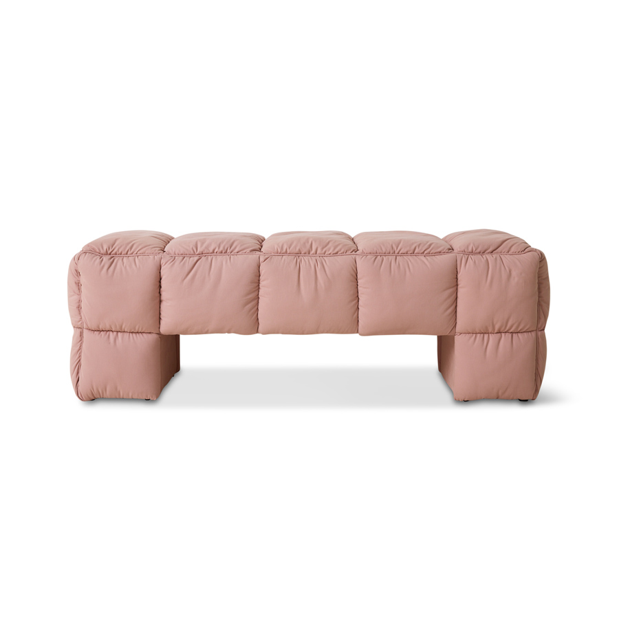 Puffy lobby bench, blush