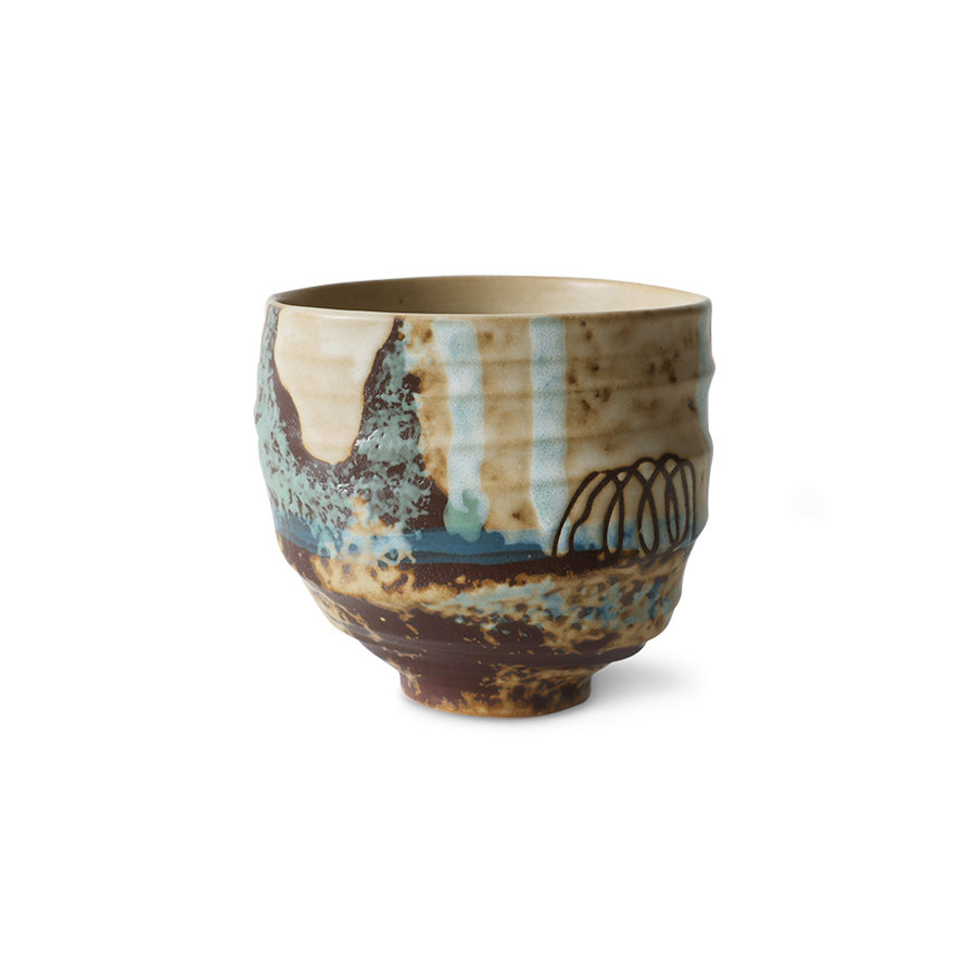 Artist ceramics: coffee cup, scratched