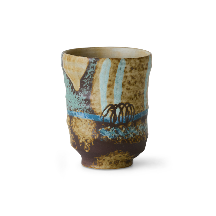 Artist ceramics: coffee mug, scratched