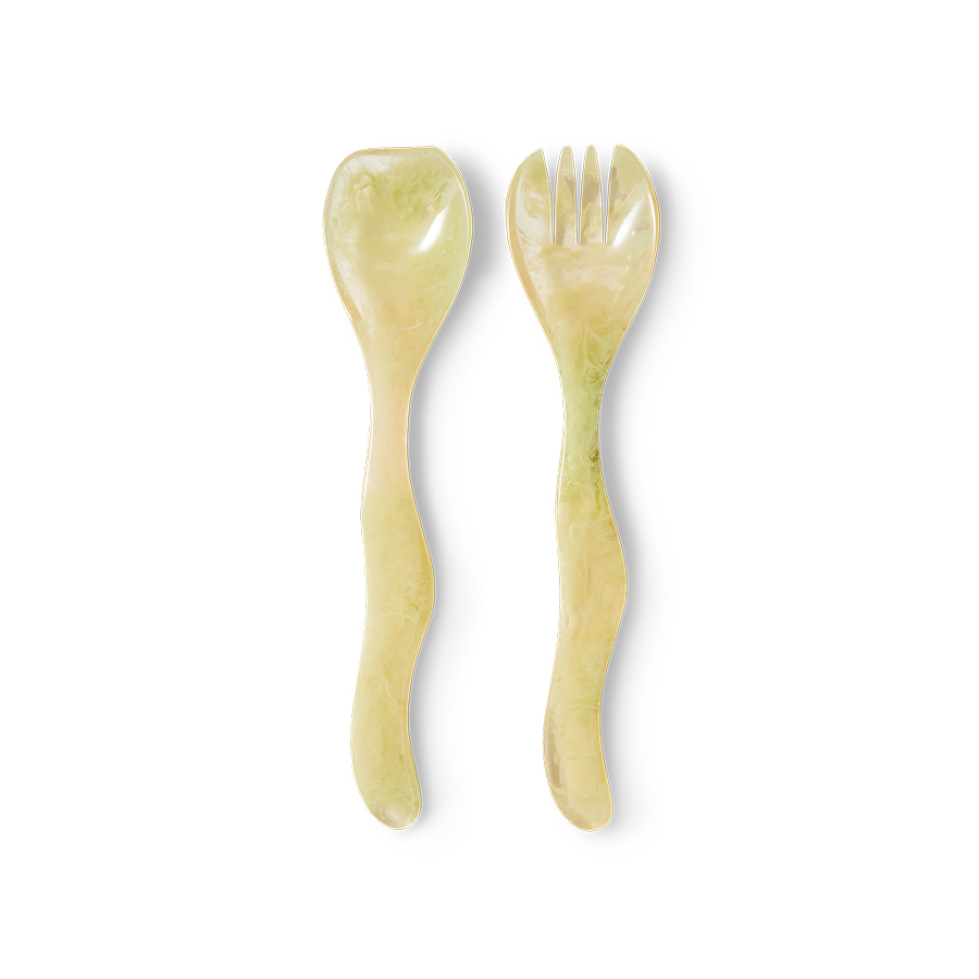 Salad cutlery, mist green (set of 2)