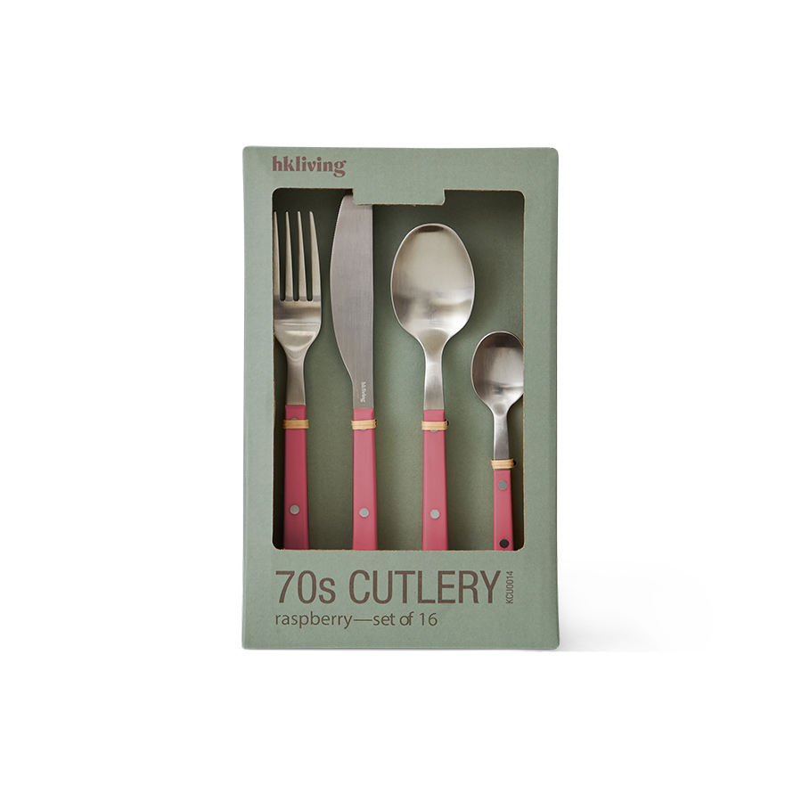 70s cutlery: raspberry, set of 16