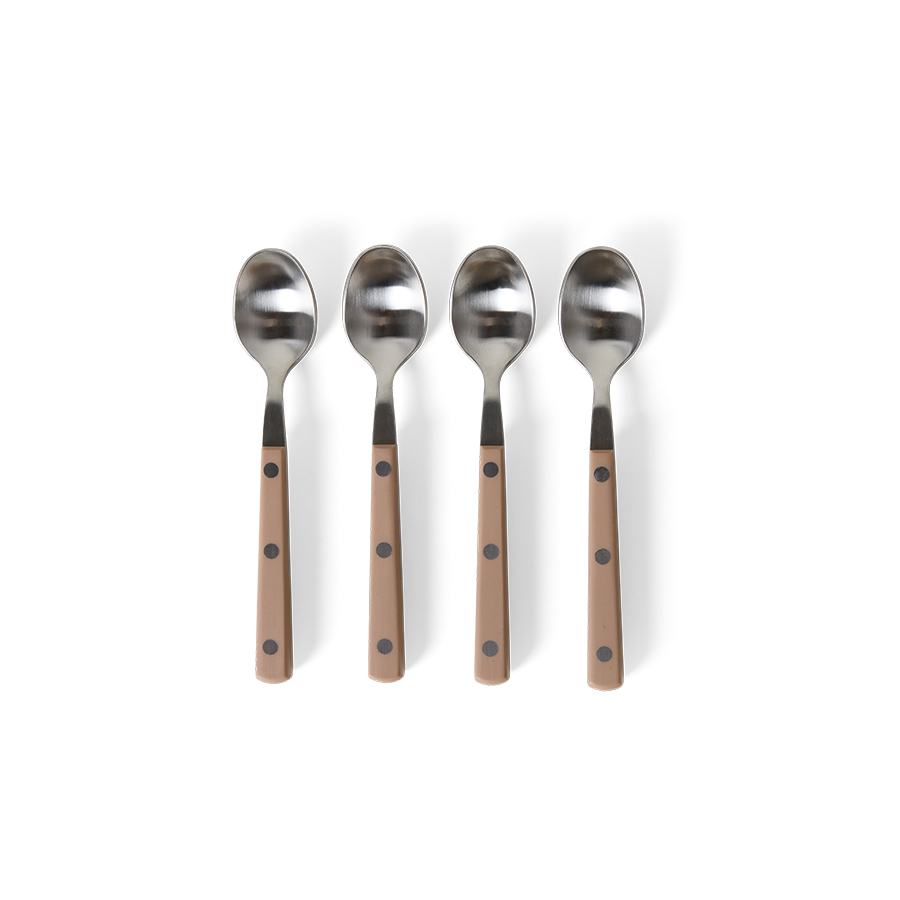 70s cutlery: tea spoons taupe, set of 4