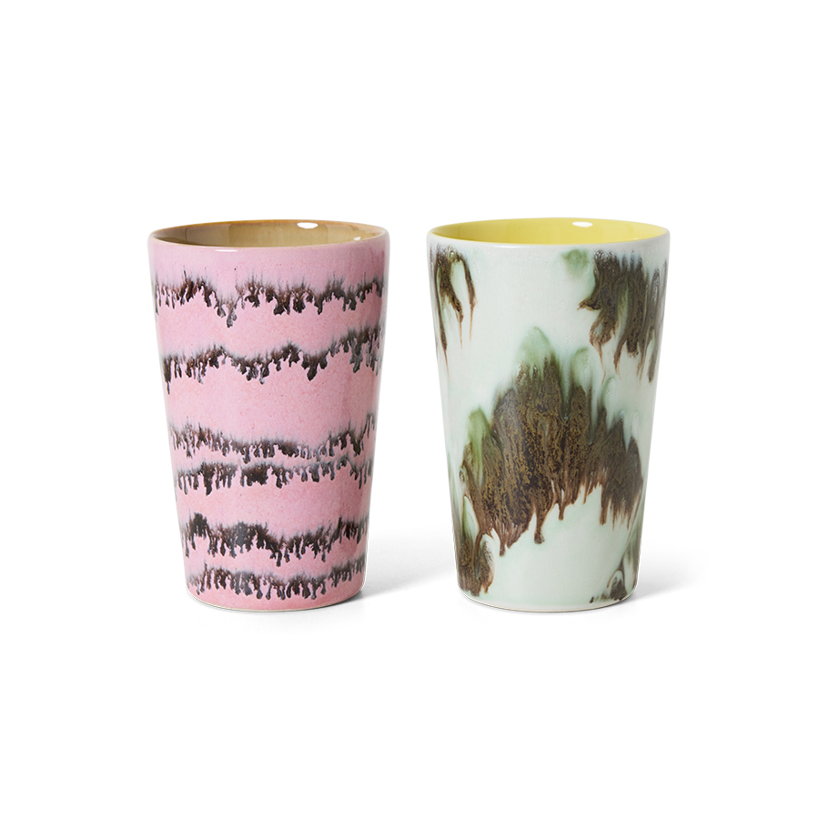 70s ceramics: tea mugs, baroque (set of 2)