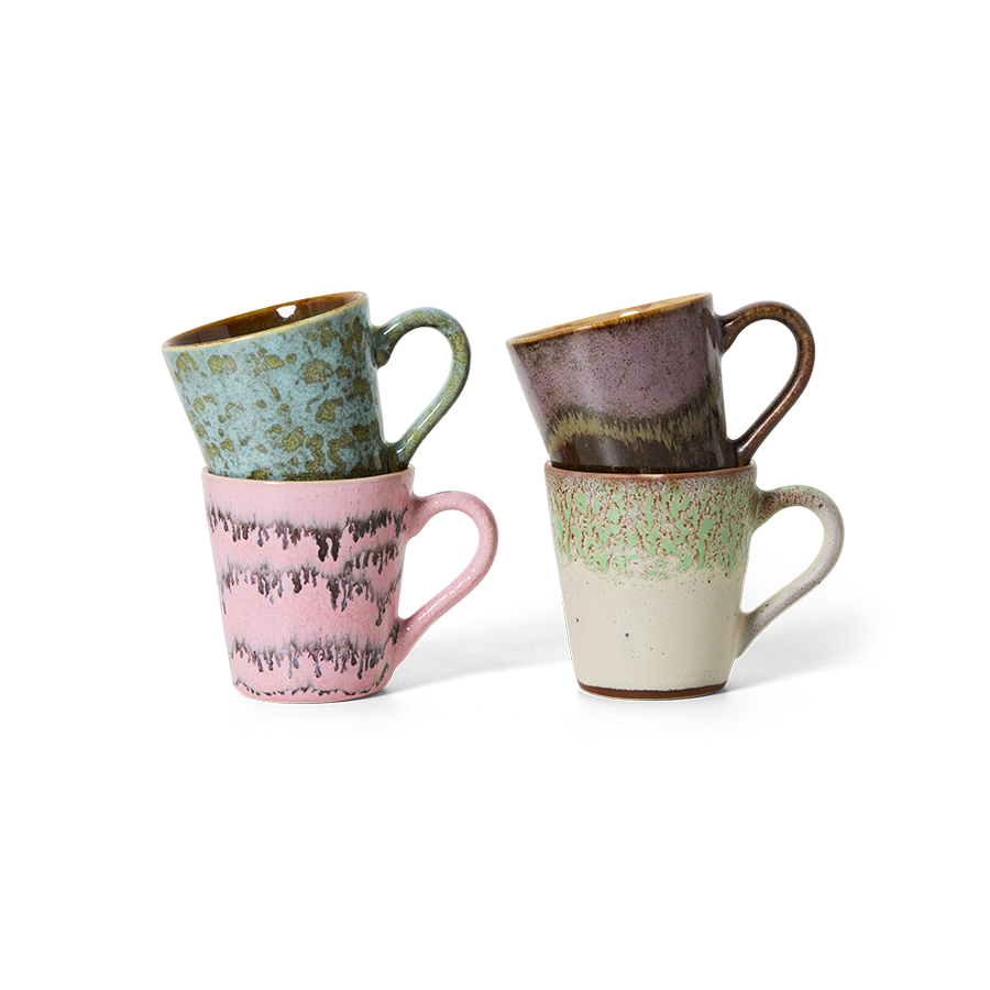 70s ceramics: espresso mugs, brutalism (set of 4)