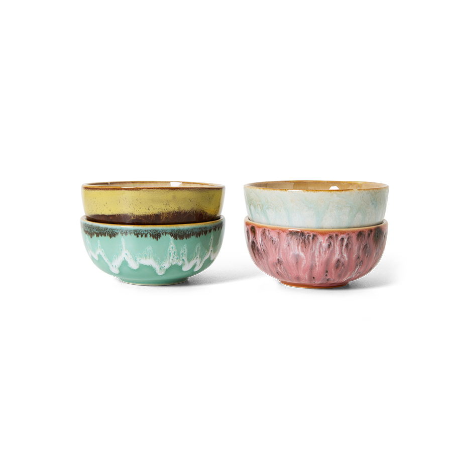 70s ceramics: XS bowls, modernist (set of 4)