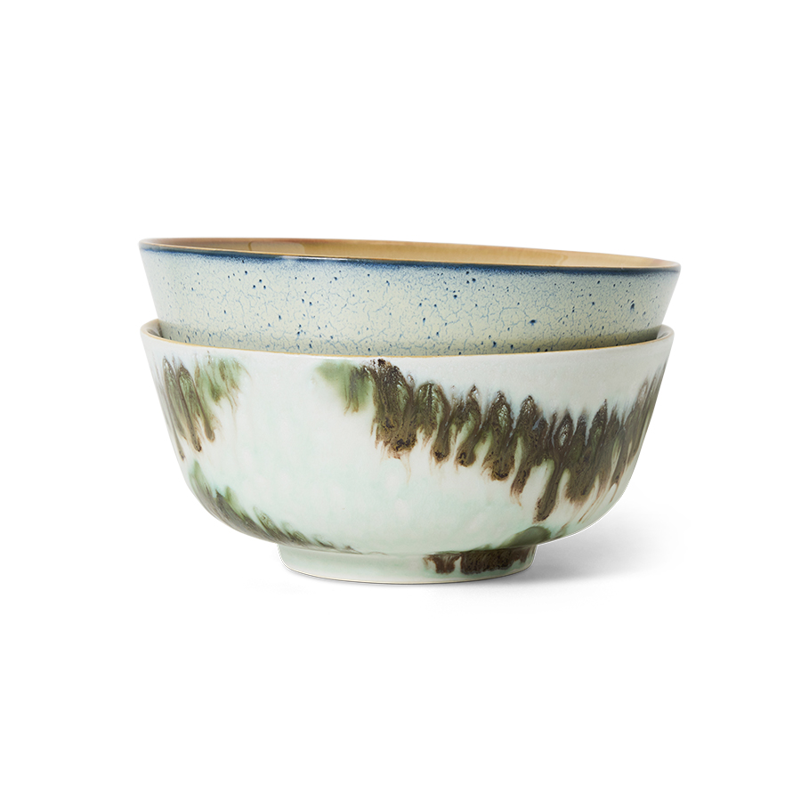 70s ceramics: ramen bowls, minimalist (set of 2)