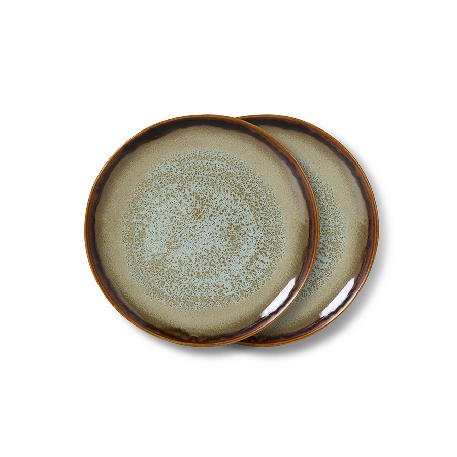 70s ceramics: dessert plates, contrast (set of 2)
