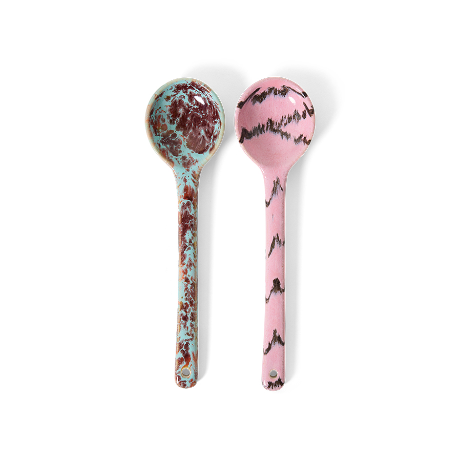 70s ceramics: serving spoons, sprinkle (set of 2)