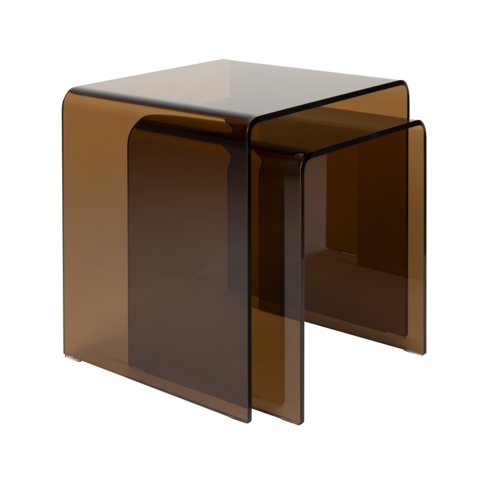 Side Table Vetro Set of 2 Brown