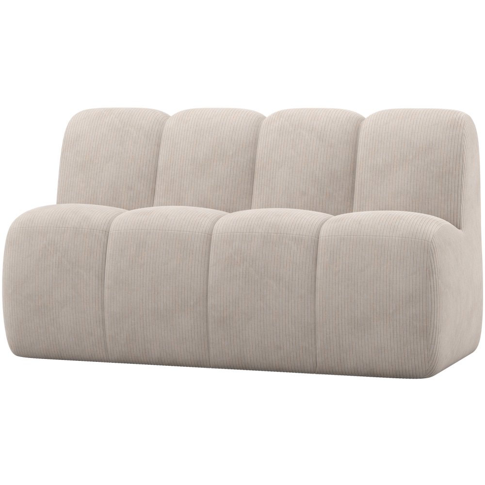 MOJO EETBANKJE 164 CM MET RUGLEUNING RIBSTOF ECRU