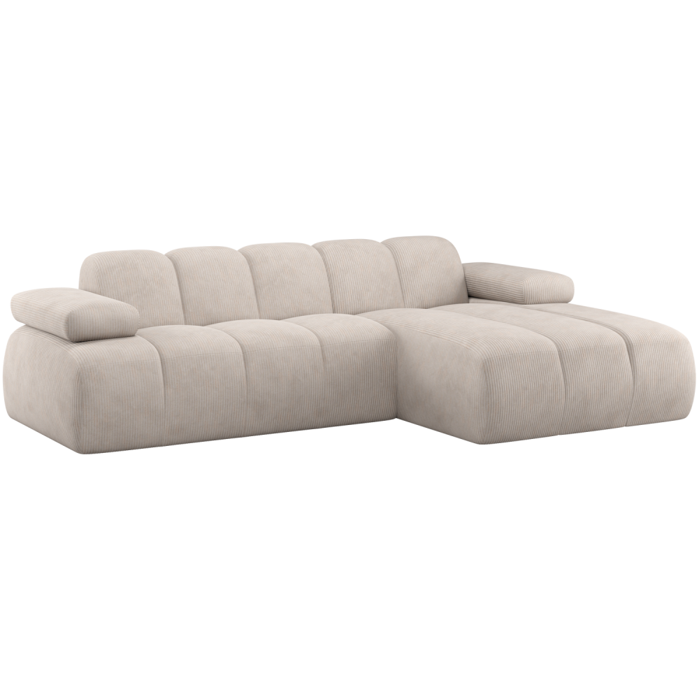 MOJO CHAISE LONGUE BANK RECHTS RIBSTOF ECRU
