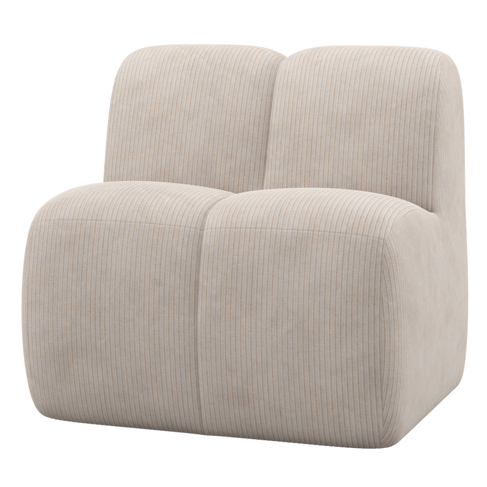 MOJO EETBANKJE 84 CM MET RUGLEUNING RIBSTOF ECRU