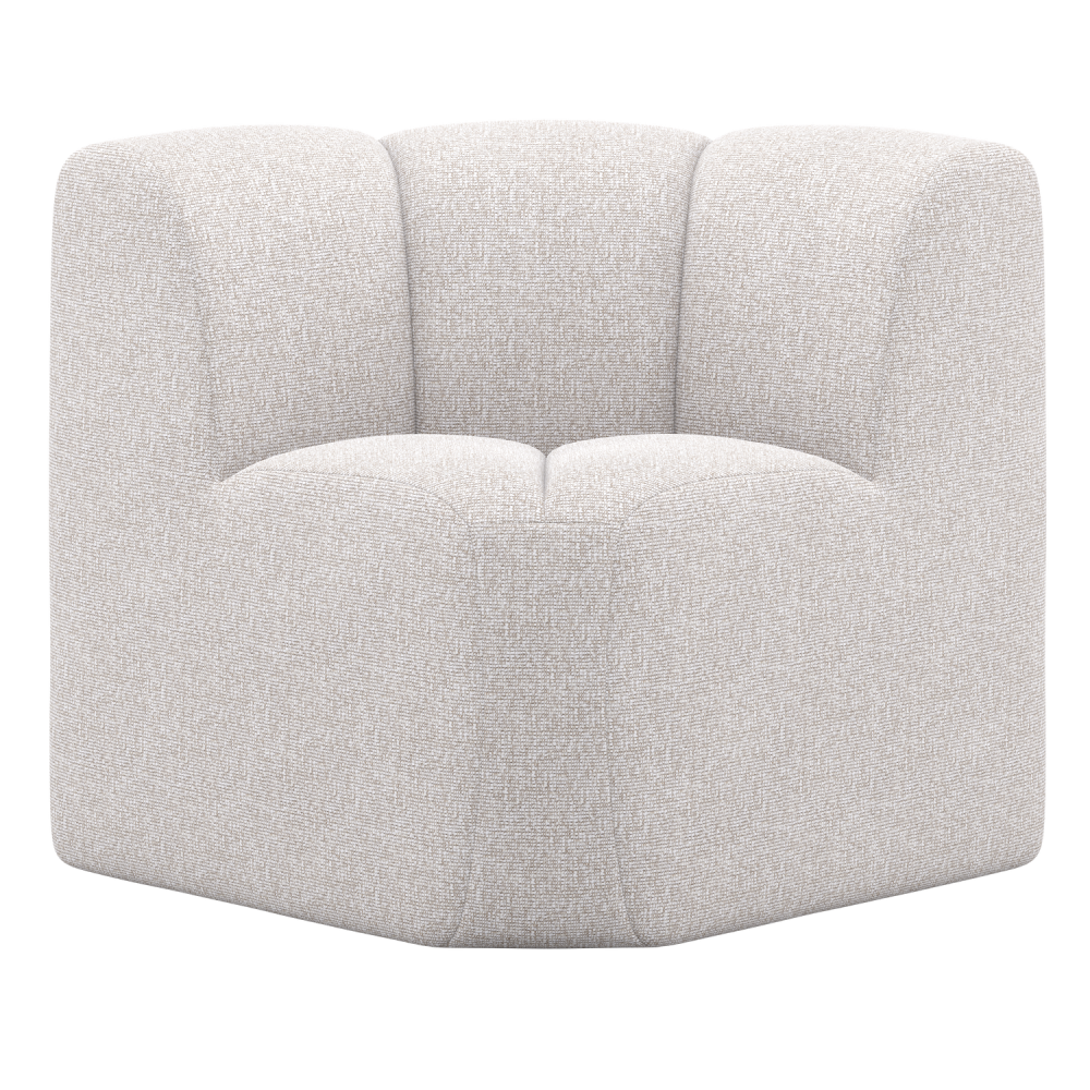 MOJO EETBANKJE HOEK MET RUGLEUNING BOUCLE ECRU MELANGE