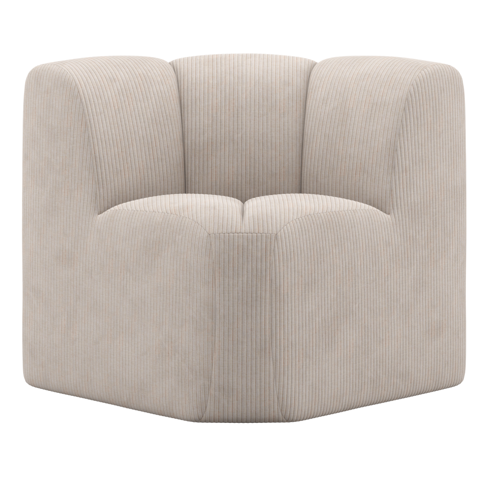 MOJO EETBANKJE HOEK MET RUGLEUNING RIBSTOF ECRU