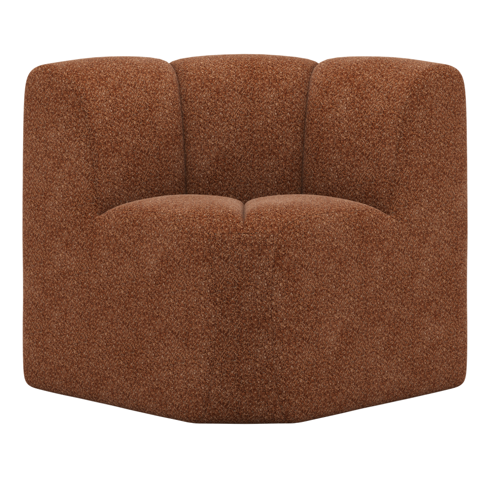 MOJO EETBANKJE HOEK MET RUGLEUNING WOLLIG ROESTBRUIN