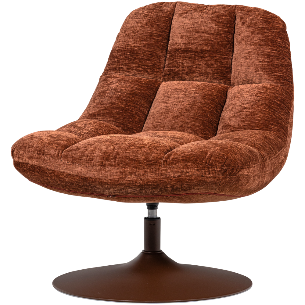 ELVI DRAAIFAUTEUIL CHENILLE STRUCTUUR ROESTBRUIN