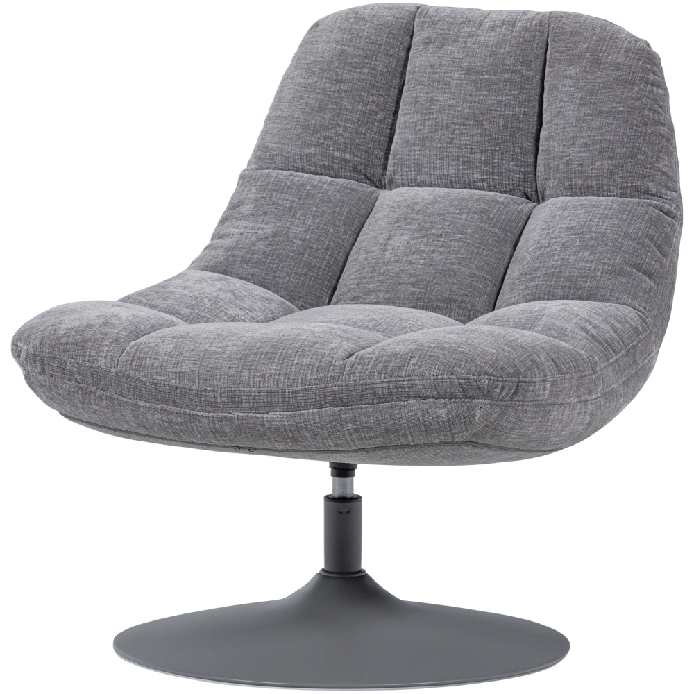 ELVI DRAAIFAUTEUIL CHENILLE STRUCTUUR LICHTGRIJS