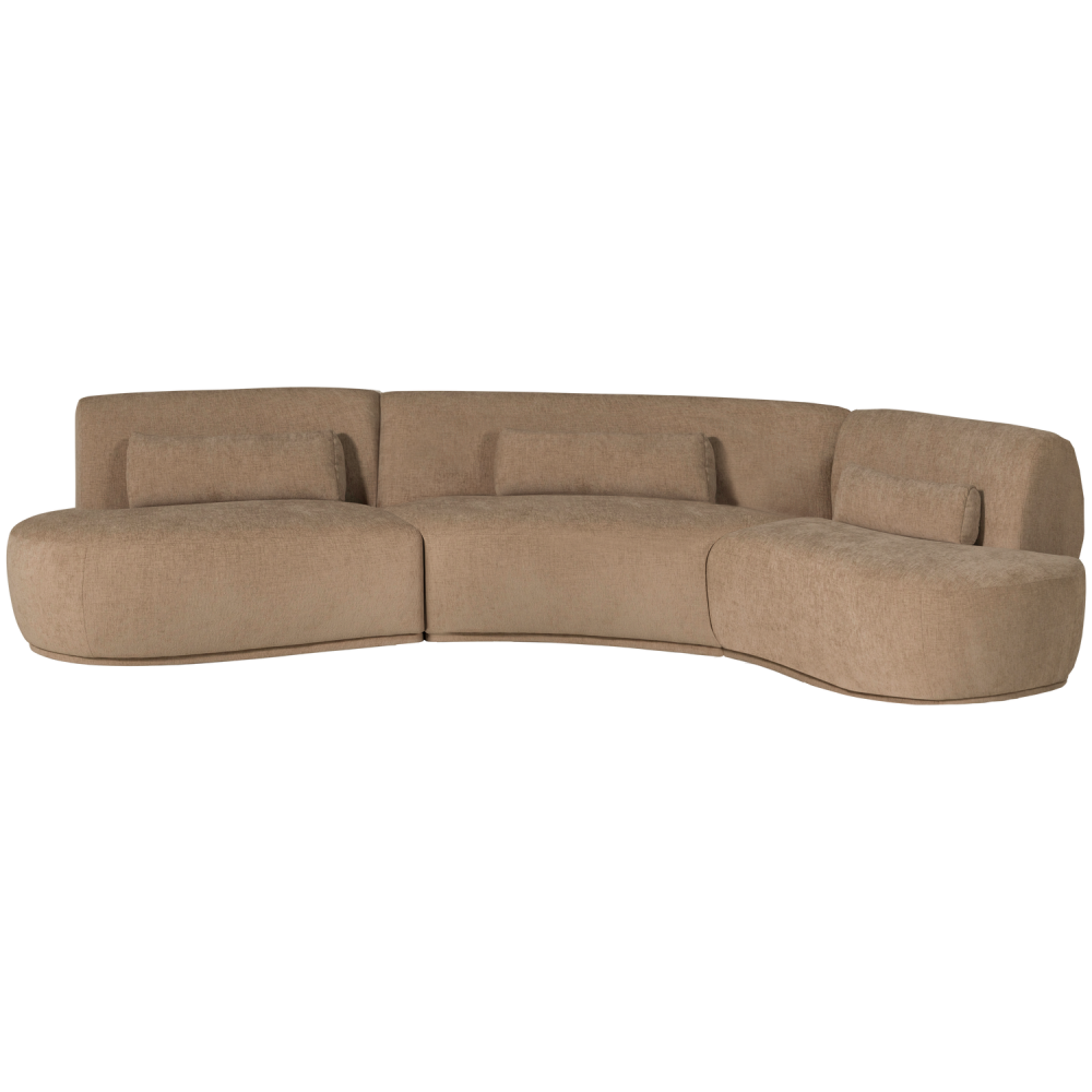 BATAVIER HALF RONDE BANK 6-ZITS VELVET LICHTBRUIN MELANGE