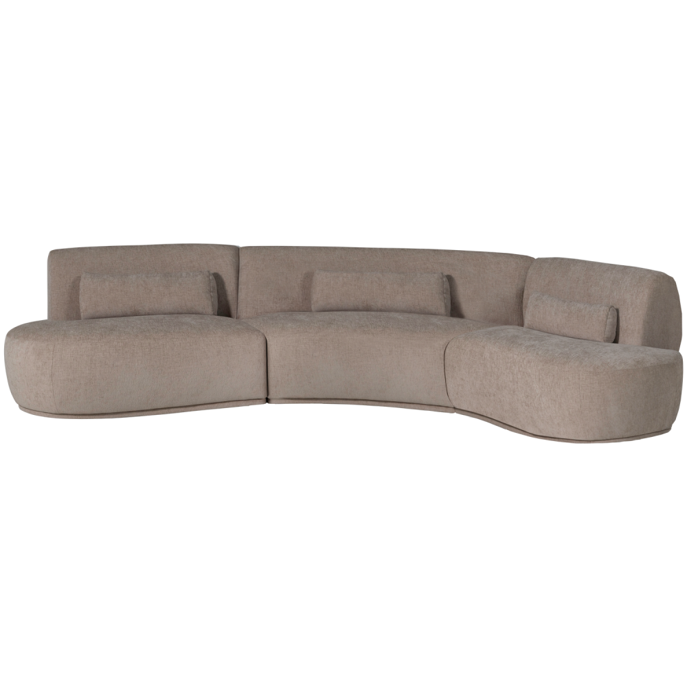 BATAVIER HALF RONDE BANK 6-ZITS VELVET ZAND MELANGE