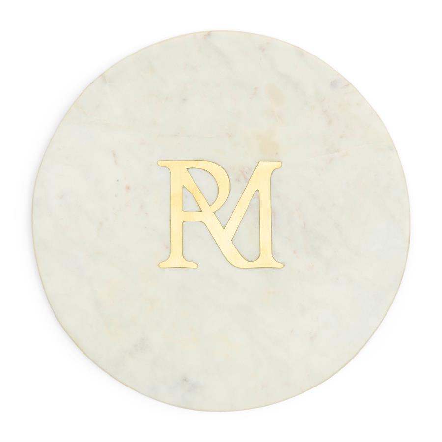 RM Monogram Marble Candle Plateau