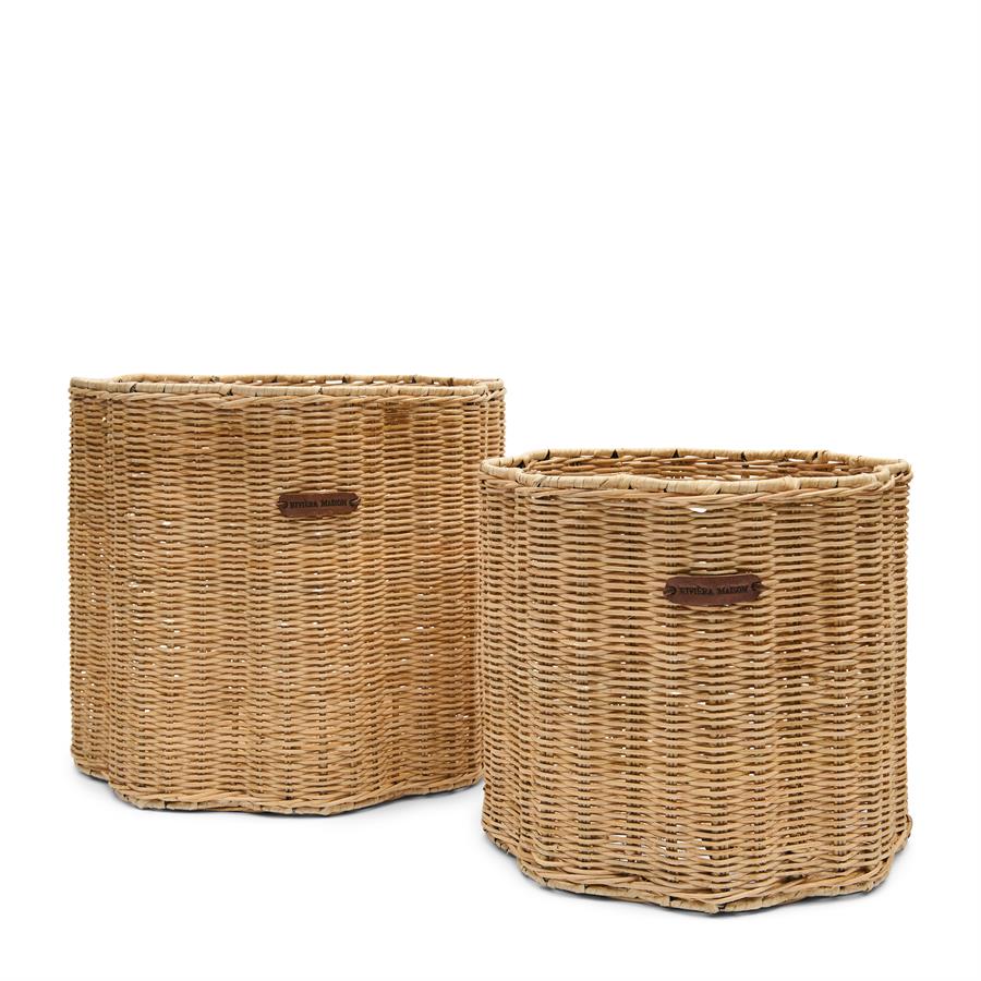 Rustic Rattan Blossom BasketSetof2