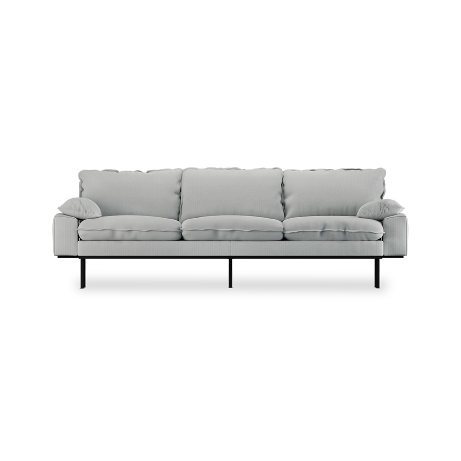 Retro sofa: 4-seats, corduroy rib, cream