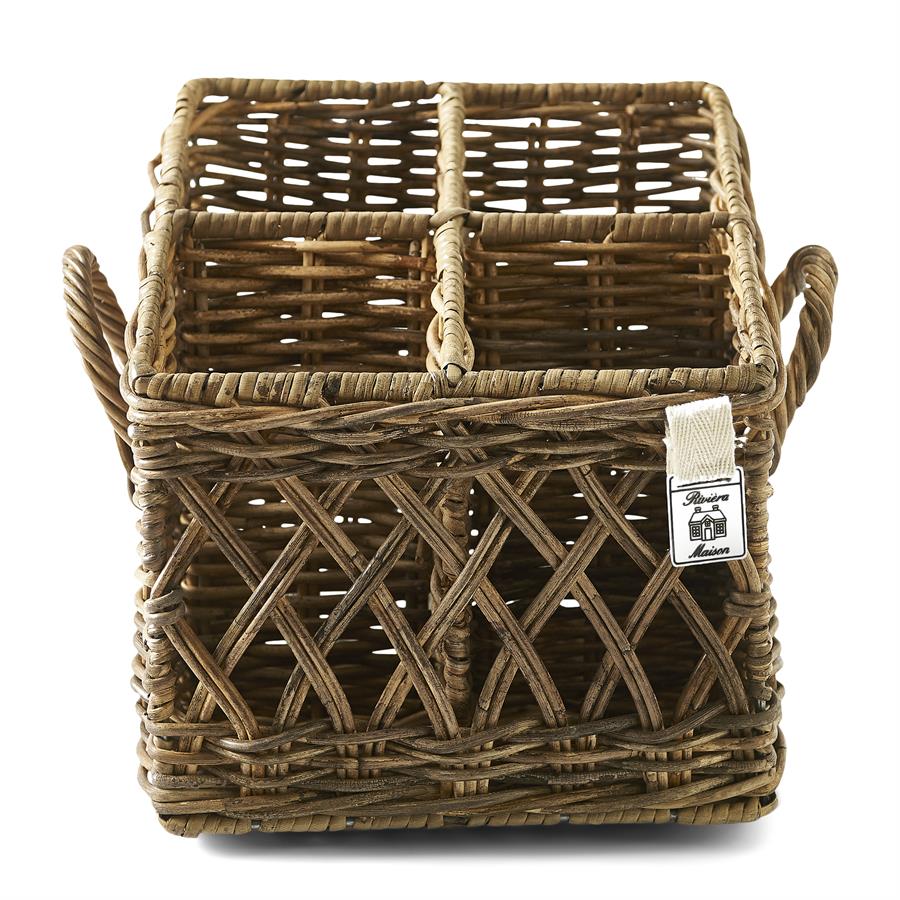 Rustic Rattan Couvert Basket Square