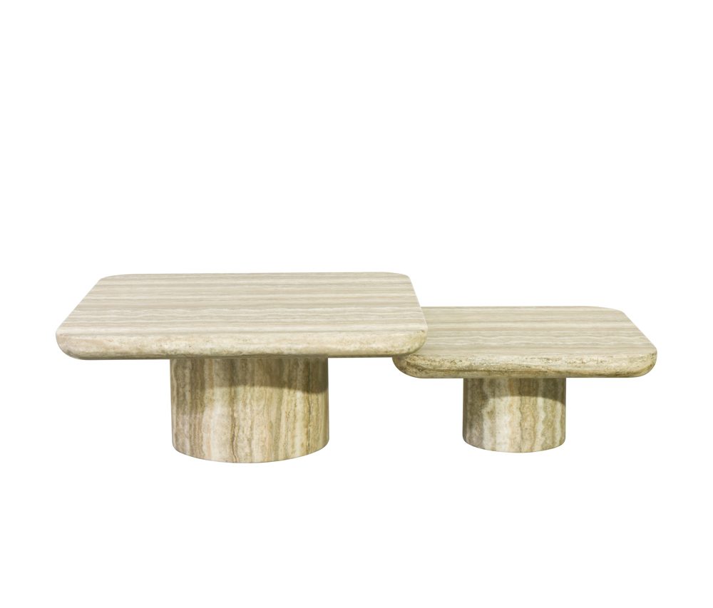 Salontafel Denizly grey faux travertine (Set of 2)