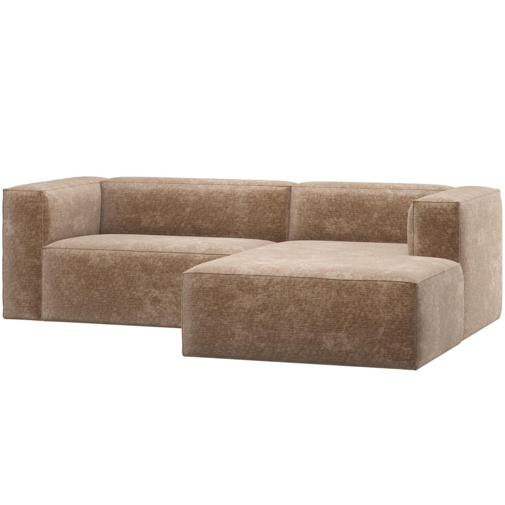 BEAN CHAISE LONGUE BANK RECHTS CHENILLE VELVET TAUPE